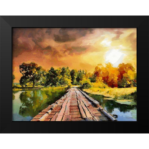 Wooden Bridge Black Modern Wood Framed Art Print by Medeiros, Celito