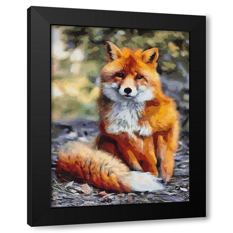 Orange Fox Black Modern Wood Framed Art Print with Double Matting by Medeiros, Celito