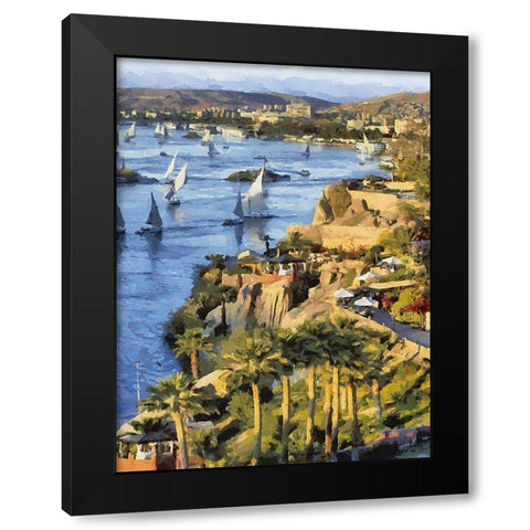 Sailboat on the Nile Black Modern Wood Framed Art Print by Medeiros, Celito