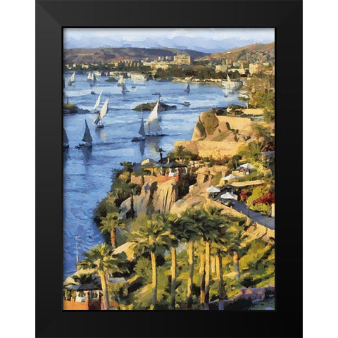 Sailboat on the Nile Black Modern Wood Framed Art Print by Medeiros, Celito