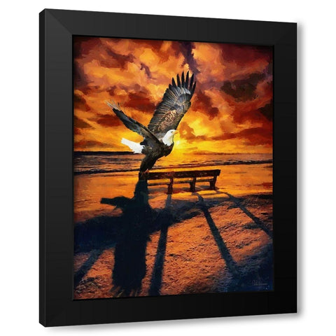 Eagle by Sunset Black Modern Wood Framed Art Print by Medeiros, Celito