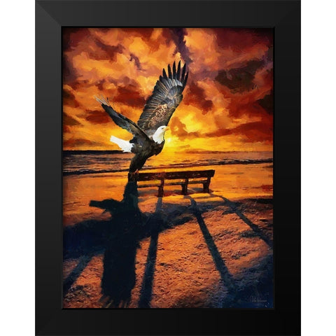 Eagle by Sunset Black Modern Wood Framed Art Print by Medeiros, Celito