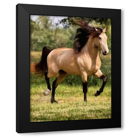 Brown Horse on the Meadow Black Modern Wood Framed Art Print by Medeiros, Celito