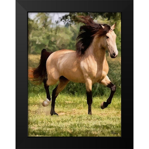 Brown Horse on the Meadow Black Modern Wood Framed Art Print by Medeiros, Celito