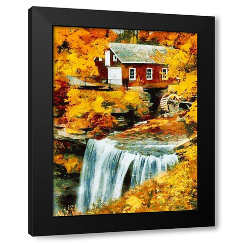 Mill by the River Black Modern Wood Framed Art Print with Double Matting by Medeiros, Celito