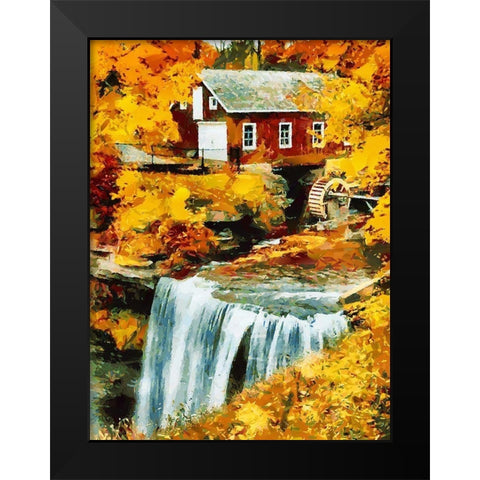 Mill by the River Black Modern Wood Framed Art Print by Medeiros, Celito