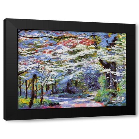 Path in the Park Black Modern Wood Framed Art Print by Medeiros, Celito