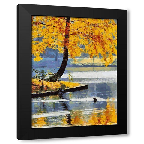 Autumn Lake Black Modern Wood Framed Art Print by Medeiros, Celito