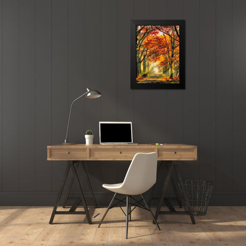 Autumn Road Black Modern Wood Framed Art Print by Medeiros, Celito
