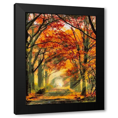 Autumn Road Black Modern Wood Framed Art Print by Medeiros, Celito