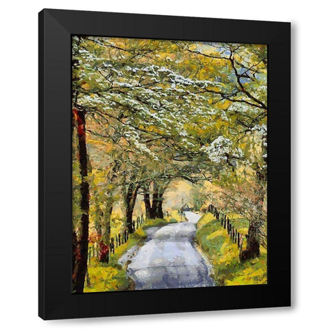Countryside Road in Spring Black Modern Wood Framed Art Print by Medeiros, Celito