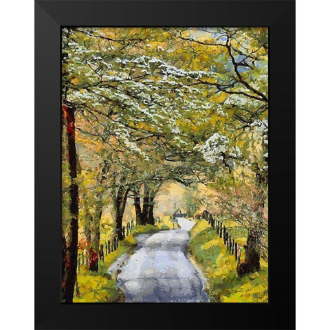 Countryside Road in Spring Black Modern Wood Framed Art Print by Medeiros, Celito
