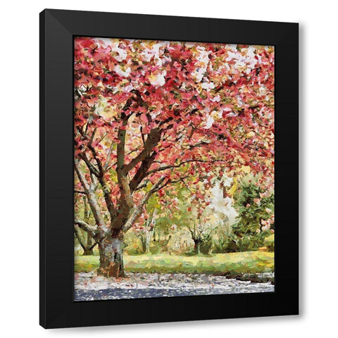 Red flowering Tree Black Modern Wood Framed Art Print with Double Matting by Medeiros, Celito