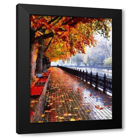 Autumn Waterfront Black Modern Wood Framed Art Print with Double Matting by Medeiros, Celito