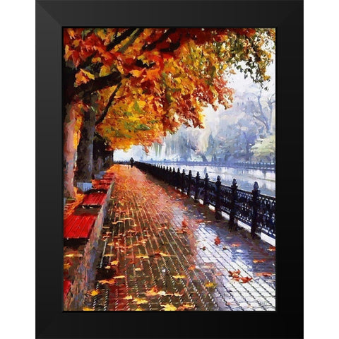 Autumn Waterfront Black Modern Wood Framed Art Print by Medeiros, Celito