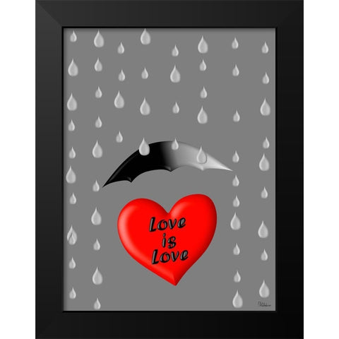Love is Love Black Modern Wood Framed Art Print by Medeiros, Celito