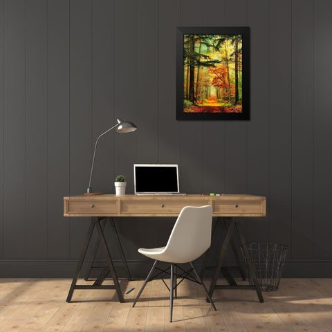 Autumn Walk in the Wood I Black Modern Wood Framed Art Print by Medeiros, Celito