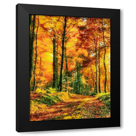 Autumn Walk in the Wood II Black Modern Wood Framed Art Print with Double Matting by Medeiros, Celito