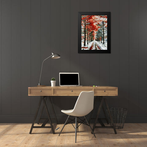 Winter Road Black Modern Wood Framed Art Print by Medeiros, Celito