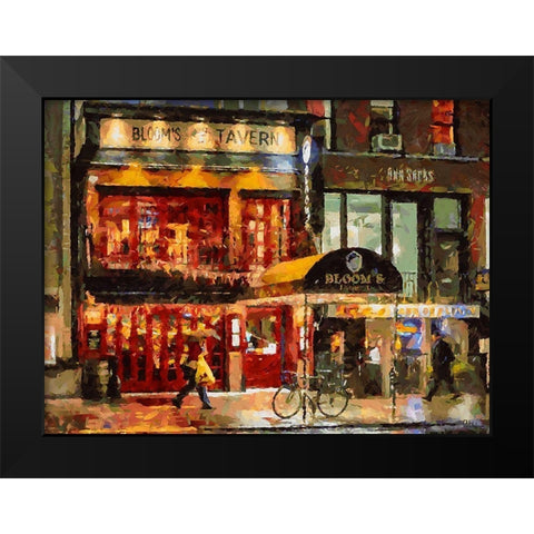 Blooms Tavern Black Modern Wood Framed Art Print by Medeiros, Celito