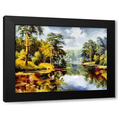 Landscape with Lake Black Modern Wood Framed Art Print by Medeiros, Celito