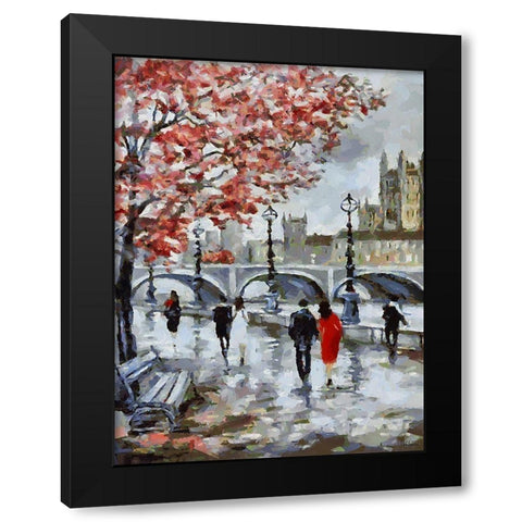 Couple in Black and Red Black Modern Wood Framed Art Print by Medeiros, Celito