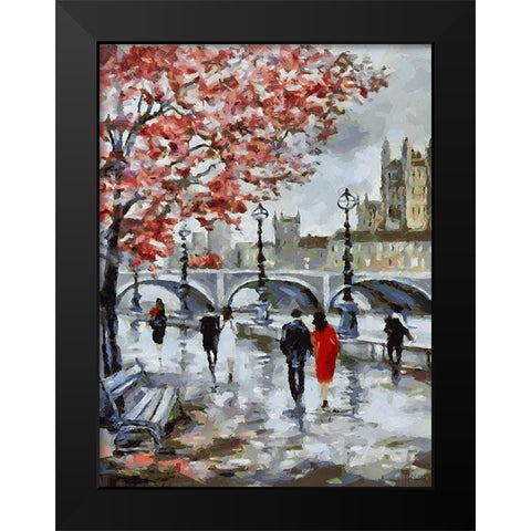 Couple in Black and Red Black Modern Wood Framed Art Print by Medeiros, Celito