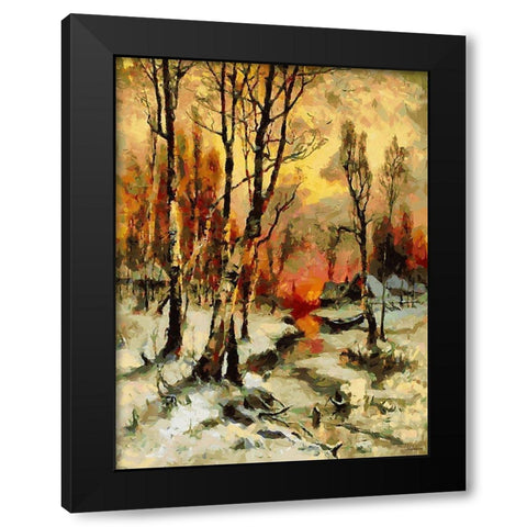 Sunset in Winter Black Modern Wood Framed Art Print by Medeiros, Celito