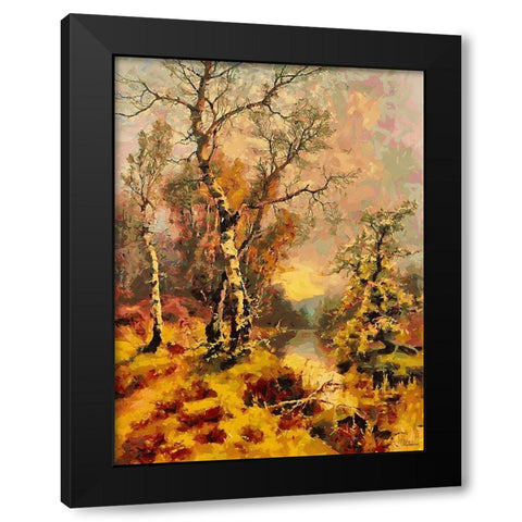 Autumn Landscape Black Modern Wood Framed Art Print by Medeiros, Celito