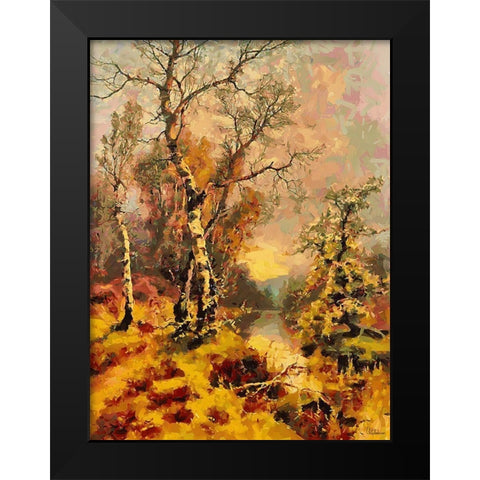 Autumn Landscape Black Modern Wood Framed Art Print by Medeiros, Celito