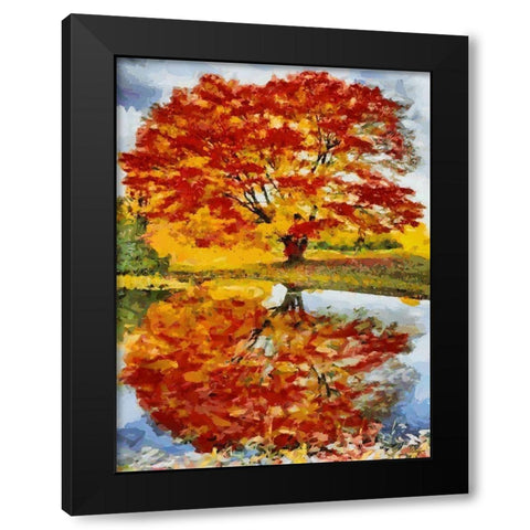 Colorful Tree Black Modern Wood Framed Art Print by Medeiros, Celito