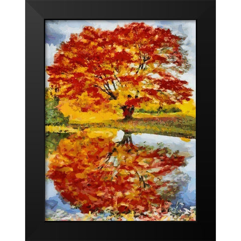 Colorful Tree Black Modern Wood Framed Art Print by Medeiros, Celito
