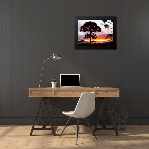 Sunset in Africa Black Modern Wood Framed Art Print by Medeiros, Celito