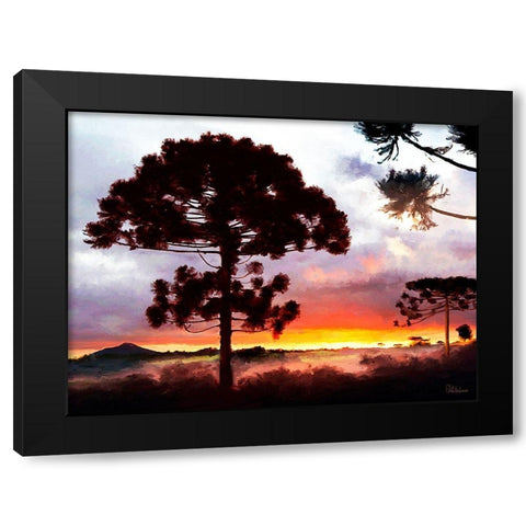 Sunset in Africa Black Modern Wood Framed Art Print with Double Matting by Medeiros, Celito