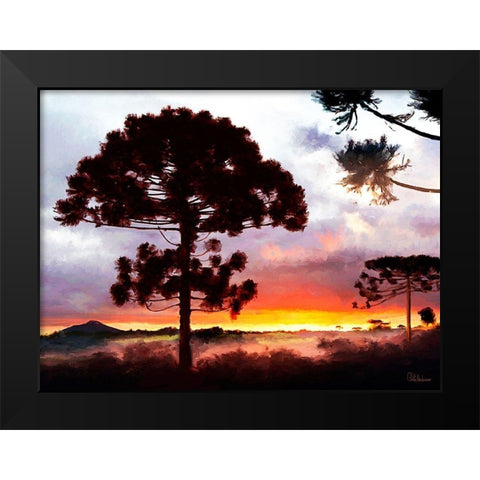 Sunset in Africa Black Modern Wood Framed Art Print by Medeiros, Celito