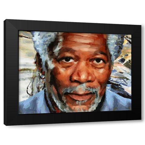 Morgan Freeman Black Modern Wood Framed Art Print with Double Matting by Medeiros, Celito
