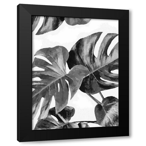 Leaves BW8 Black Modern Wood Framed Art Print with Double Matting by Medeiros, Celito
