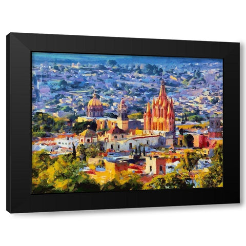 Old city Black Modern Wood Framed Art Print by Medeiros, Celito