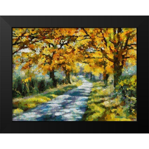 Road in the countryside Black Modern Wood Framed Art Print by Medeiros, Celito