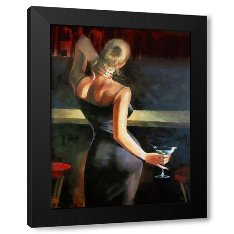 Lady with Martini Black Modern Wood Framed Art Print by Medeiros, Celito