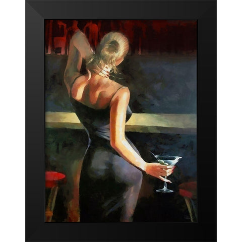 Lady with Martini Black Modern Wood Framed Art Print by Medeiros, Celito