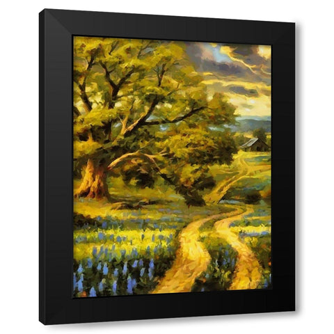 Road in the countryside II Black Modern Wood Framed Art Print by Medeiros, Celito