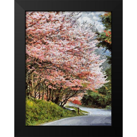 Road with flowering Trees II Black Modern Wood Framed Art Print by Medeiros, Celito