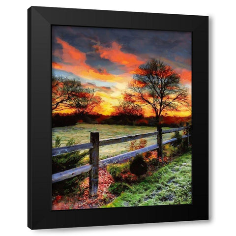 Sunset in Countryside Black Modern Wood Framed Art Print by Medeiros, Celito