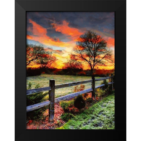 Sunset in Countryside Black Modern Wood Framed Art Print by Medeiros, Celito