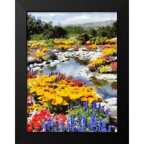 Lake with white Stones in Garden Black Modern Wood Framed Art Print by Medeiros, Celito