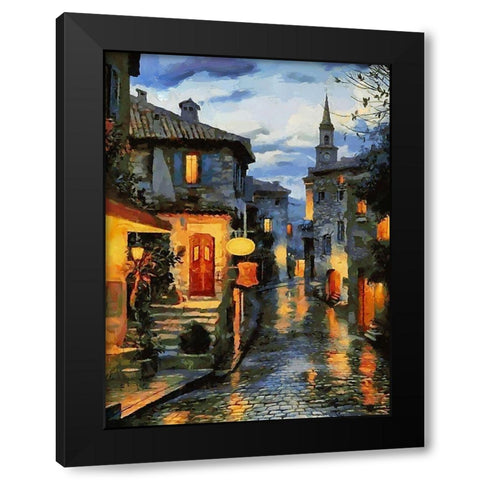 Old Town with the Lights I Black Modern Wood Framed Art Print by Medeiros, Celito