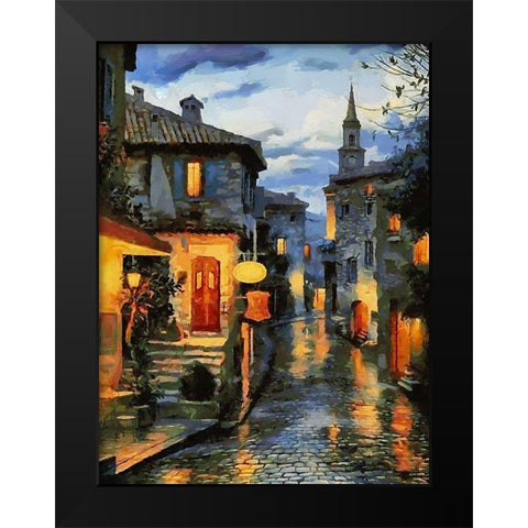 Old Town with the Lights I Black Modern Wood Framed Art Print by Medeiros, Celito