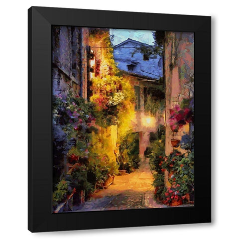 Old Town with the Lights II Black Modern Wood Framed Art Print by Medeiros, Celito