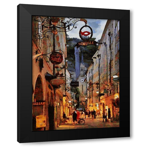 Old Town with the Lights III Black Modern Wood Framed Art Print by Medeiros, Celito